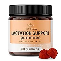 HERBAMAMA Lactation Gummies - Lactation Supplement for Increased Breast Milk Supply - Goat's Rue, Fenugreek, Blessed Thistle & Milk Thistle Lactation Support - 60 Chews