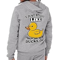 Duck Print Kids' Full-Zip Hoodie - Cute Hooded Sweatshirt - Printed Kids' Hoodie