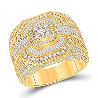 The Diamond Deal 14kt Yellow Gold Mens Baguette Diamond Cluster Ring 3 Cttw