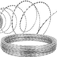 Fences Suvunpo 49 FT Barbed Wire Roll,Barbed Wire Fence Perfect for Crafts and Critter Deterrent,16 Gauge Barb Craft Wire Included a Pair of Gloves 