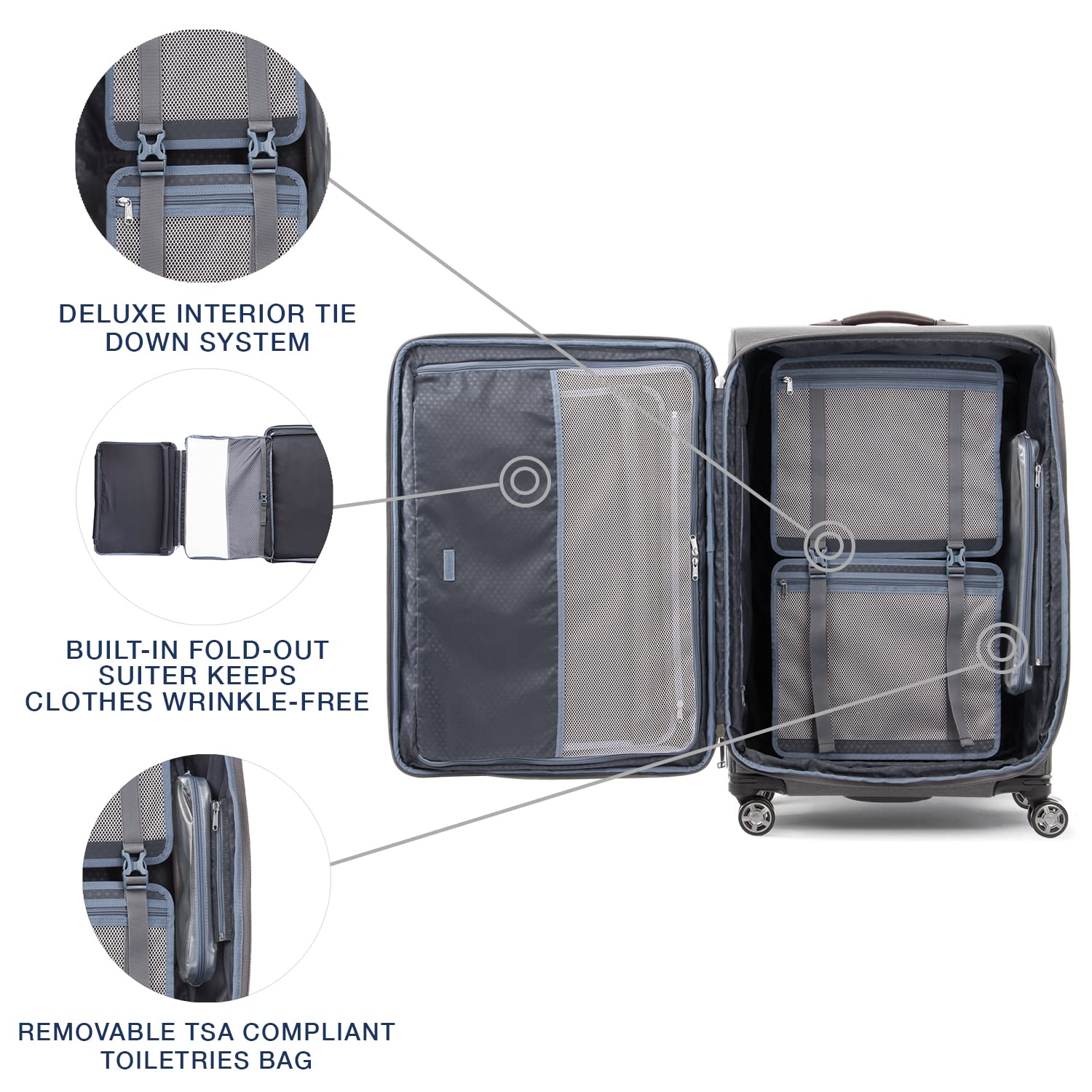 Travelpro Platinum Elite Softside Expandable Luggage, 8 Wheel Spinner Suitcase, TSA Lock, Men and Women, Vintage Grey, Checked-Large 29-Inch