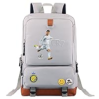 Al Nassr FC Basic Large Capacity Rucksack,Graphic Bookbag Ronaldo Wearproof Backpack for Travel