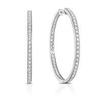 Natalia Drake 1/4 Cttw Diamond Hoop Earrings for Women in 925 Sterling Silver Color I-J/Clarity I2-I3