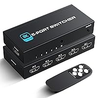 HDMI 2.1 Switch, Ultra HD 8K HDMI Switch Box with Remote Supports 4K@120Hz, 8K@60Hz Auto CEC 3D HDCP2.3, 5 Port HDMI Switcher Compatible with PS5/4/3, Xbox,roku, Fire Stick, TV,Projectors