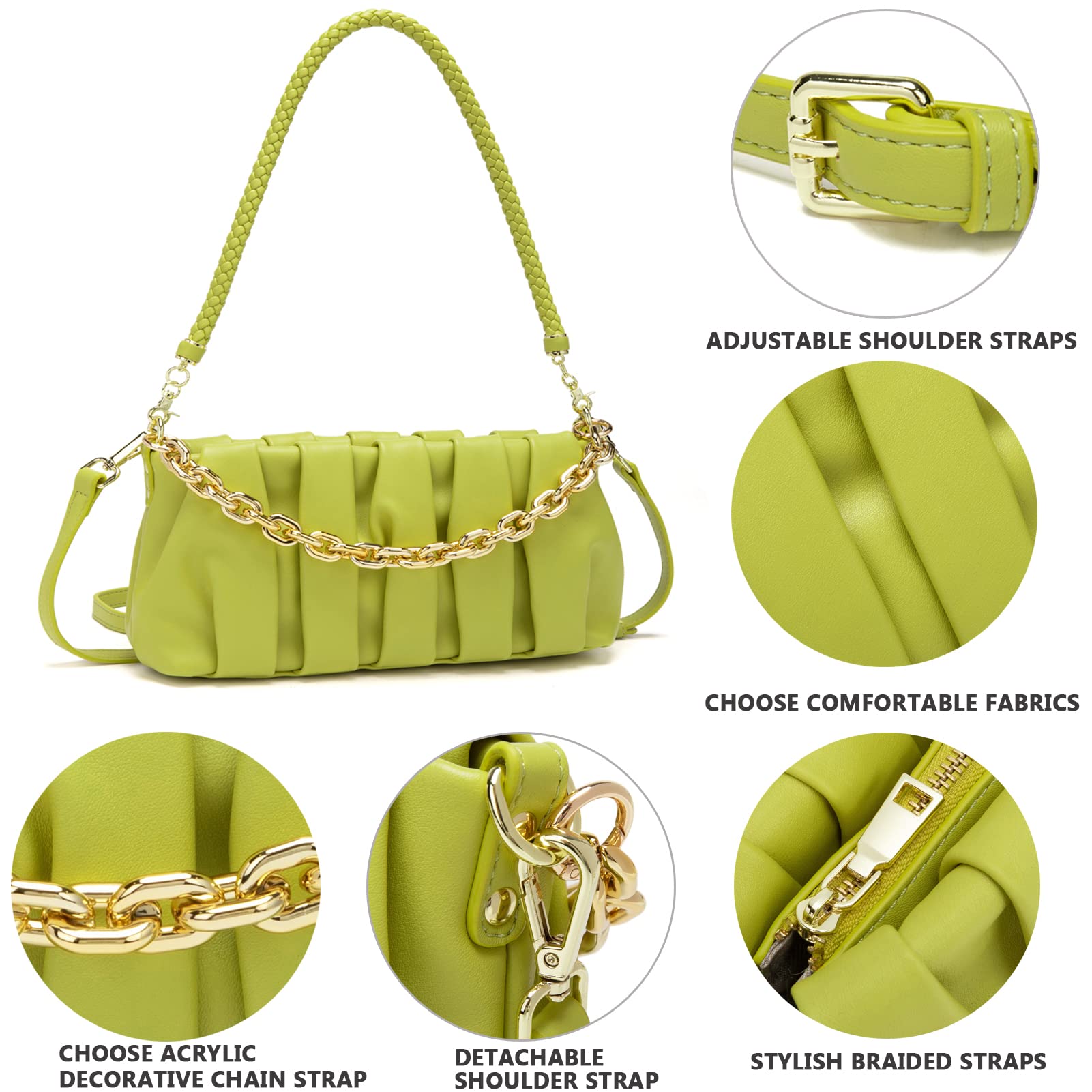 KingTo Shoulder Dumpling Purse Handbag for Women Fashion Crossbody Tote Bag Soft Clutch Pouch Bag