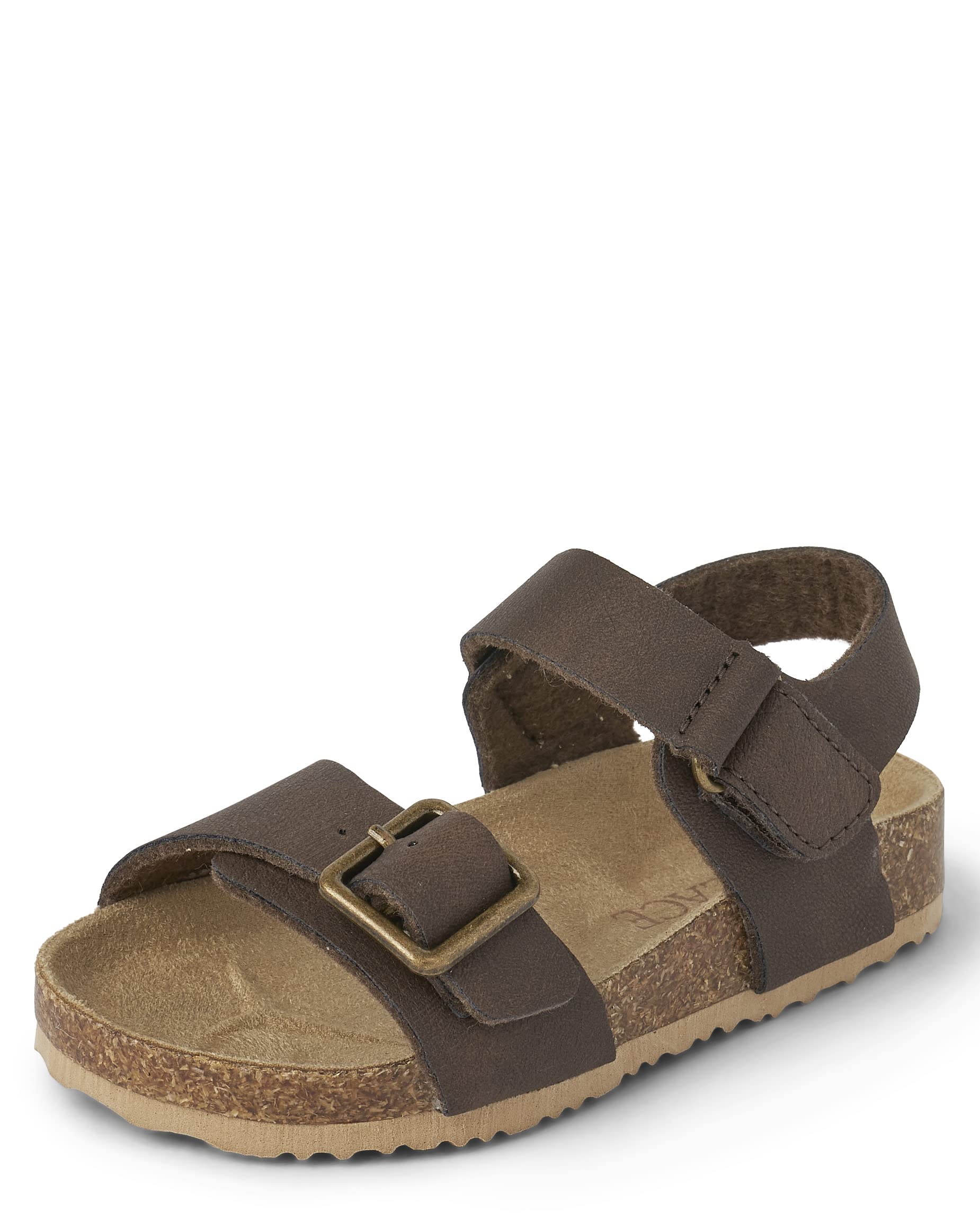 The Children's Place Toddler Boys Buckle Sandals Slide, Browns, 7