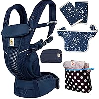 Omni Breeze OMNI breeze Midnight Blue Ergo Baby Carrier Set (Includes Drool Pad + Cover for Mom & Baby + Storage Pouch)