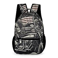 Vintage Motorcycles Lightweight Backpack Travel Daypack Laptop Backpacks with 1 Main Compartment Front Utility Pocket, 202401185