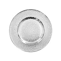 ChargeIt by Jay Speckled Charger Plate 13” Decorative Glass Service Plate for Home, Professional Dining, Perfect for Upscale Events, Dinner Parties, Weddings, Banquets, Catering, 1 Piece, Silver