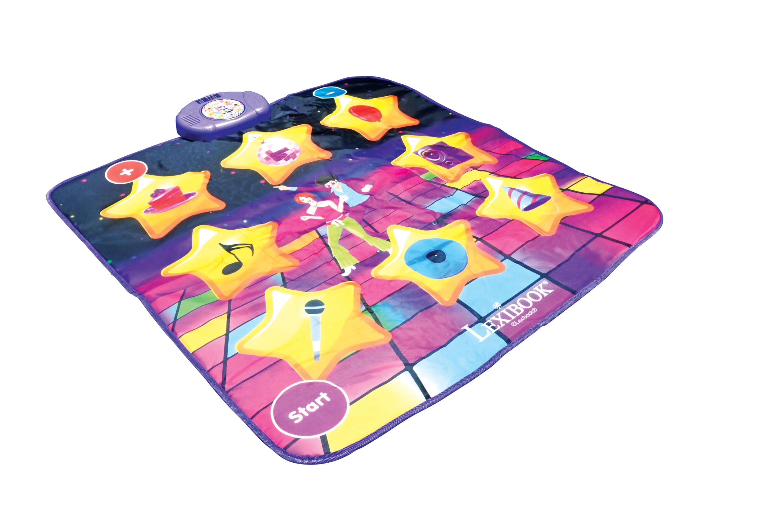 LEXiBOOK, Electronic Dance Floor Mat, Illuminated Keys, Built-in Speaker, Purple/Yellow, DM10