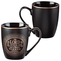 Christian Art Gifts Stoneware Coffee Mug 12 oz Lead and Cadmium-Free Matte Black Mug w/Metallic Font Scripture Verse “The Lord is with Me” Jeremiah 20:11 Encouragement Gifts for Men/Women
