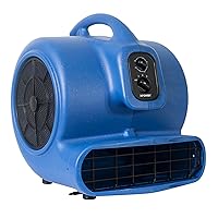 XPOWER X-800TF Pro 3/4 HP 3200 CFM Centrifugal Air Mover, Carpet Dryer, Floor Fan, Blower, Timer, Filter, for Water Damage Restoration, Janitorial, Plumbing, Home Use