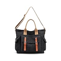 Canvas Top Handle Shoulder Bag for Women Large Capacity Handbag Purse Durable Messenger Crossbody Work Tote Hobo Bag