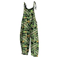 Women's Jumpsuits, Rompers & Overalls St. Patrick's Day Adjustable Straps Trefoil Print Womens Jumpsuits Dressy