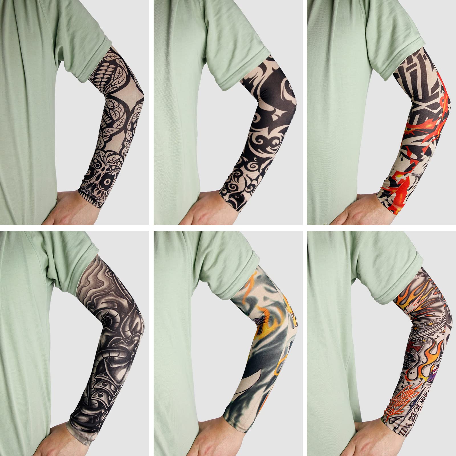 12 PCS Sports Arm Sleeves For Braces Splints & Slings , Tattoo Sleeve Seamless Hand Warmer Basketball & Activities , Outdoor Sunscreen Riding Cycling Elbow Braces For Boys , Men , Women Color Ramdoml
