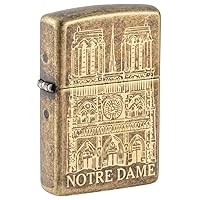 Lighter: Notre Dame Cathedral, Engraved - Antique Brass 81356