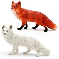 Gemini&Genius Fox Toys for Kids, Foxes Animal Toy Figures, Realistic Looking and Durable Fox Action Figures for Kids Play or Display, Great Gifts, Cake Toppers, Wild Baby Showers, Bath Toy