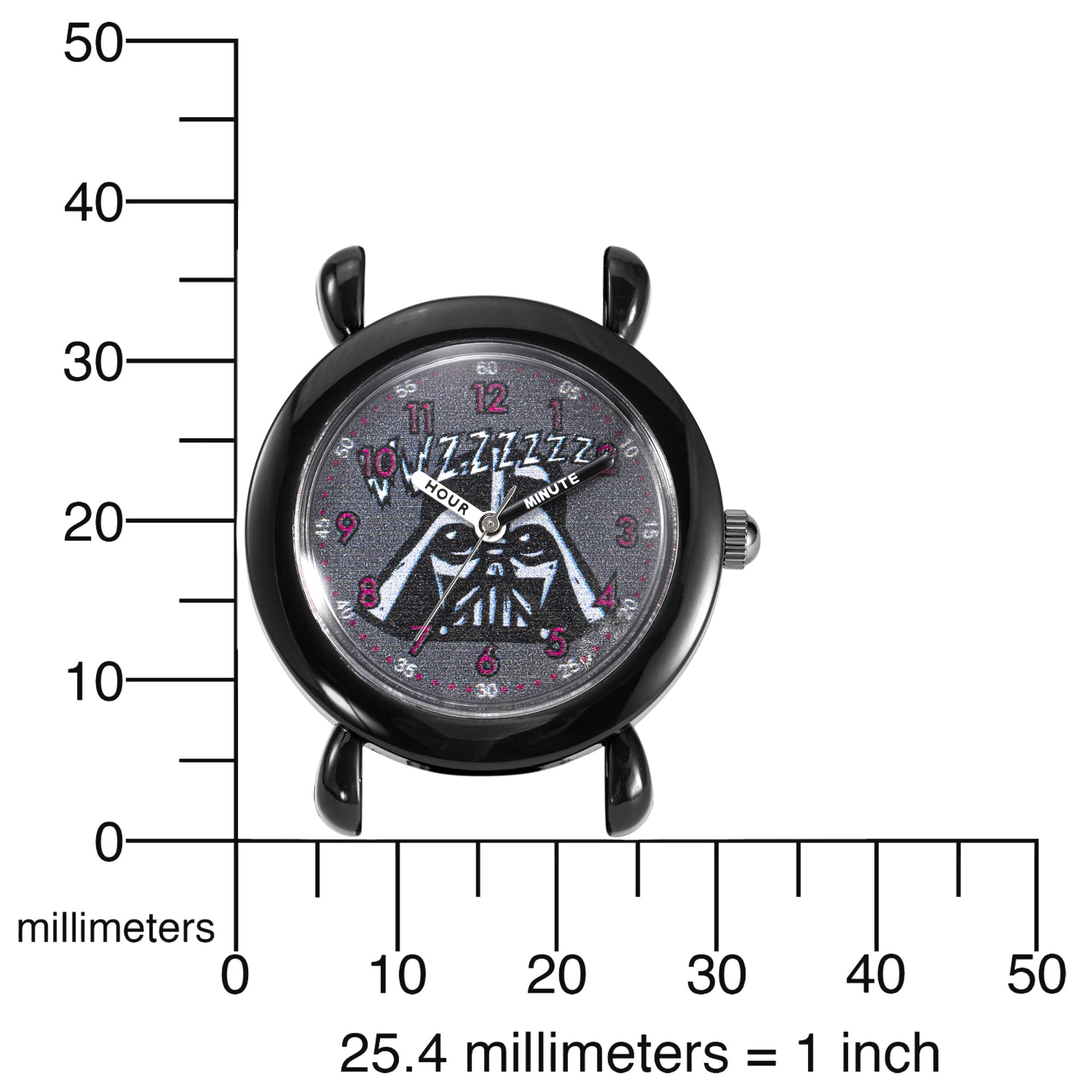 STAR WARS Kids' Plastic Time Teacher Analog Quartz Silicone Strap Watch, Black/Black