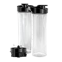 BLACK+DECKER PBJ2000 FusionBlade 20 Ounce BPA-Free Personal Blender Jars (2-Pack with Travel Lids), Clear