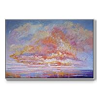 Renditions Gallery Blessed Evening Pantings Reflection of Golden Red Sky Floater Framed Abstract Wall Hangings for Lounge Drawing Room Balcony - 25
