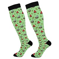Socks For Women Compression Thigh High Compression Socks for Teens Knee High Socks 2 Pack Green Fruits Slice