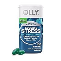 Ultra Strength Goodbye Stress Softgels, GABA, Ashwagandha, L-Theanine and Lemon Balm, Stress Relief Supplement - 60 Count