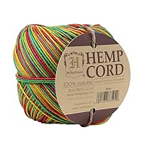 Hemptique 100% Natural Hemp Cord Ball - 122 Meter Hemp String - Biodegradable 1mm Cord Thread for Jewelry Making, Macrame, Greeting Cards & More - Rasta, Single Pack
