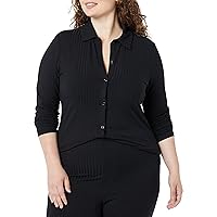 Amazon Essentials Women's Wide Rib Long Sleeve Button-up Collared Cardigan (Previously Daily Ritual)
