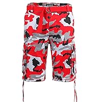 VICTORIOUS Men's Belted Ripstop Twill Camo Cargo Short