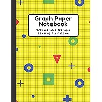 Graph Paper Notebook: 4x4 Quad Ruled Graph Paper | 120 Pages | Matte Cover | 8.5 x 11 In | RGB Geometric Abstract Pattern