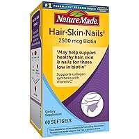Hair, Skin & Nails with 2500 mcg of Biotin Softgels, 60 Count for Supporting Healthy Hair, Skin and Nails