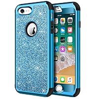 Hython Designed for iPhone 8, iPhone 7 Case, Heavy Duty Full-Body Defender Protective Case Bling Glitter Sparkle Hard Shell Hybrid Shockproof Rubber Bumper Cover for iPhone 7 and iPhone 8, Blue