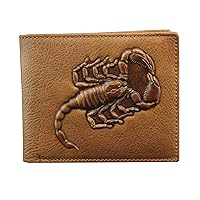 Vintage Style scorpion Genuine Leather Bifold Money Card Wallet transverse