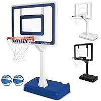 GoSports Splash Hoop Elite Pool Hoop Basketball Game with Water Weighted Base, Adjustable Height, Regulation Steel Rim and 2 Pool Basketballs - Blue, White, or Black