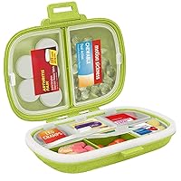 Pill Organizer with Medicine Labels Travel Daily Pill Container Mini Medication Organizer Storage Pill Organizer Travel Essentials Pill Case 7 Day Pill Organizer (Green)