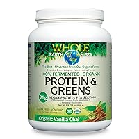 Whole Earth & Sea from Natural Factors, Organic Fermented Protein & Greens, Vegan Whole Food Supplement, Vanilla Chai, 1 lb 7 Oz