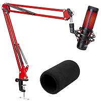 SUNMON Hyper x QuadCast Boom Arm - Upgraded Red Boom Arm for HyperX QuadCast with QuadCast Windscreen, Sound Insulation and Noise Reduction, HyperX QuadCast Microphone Arm with 3/8
