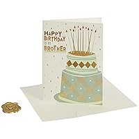 Happy Birthday Card, To My Brother Cake Letter Press (NB-0219), (4.125 x 5.5) Vertical