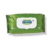 Medline FitRight Select Premium Personal Cleansing Wipes, 8 x 12, Fragrance-Free, White, 48/Pack