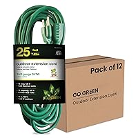 Go Green Power Inc. (GG-13725GN-M) 16/3 SJTW Outdoor Extension Cord, Lighted End, Green, 12 Pack