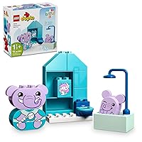 LEGO DUPLO My First Daily Routines: Bath Time Playset, Toddler Learning Toy for Kids Ages 18 Months Plus, Includes 2 Elephant Toys, Helps Preschoolers Role-Play Potty Training, STEM Toy, 10413