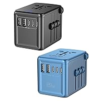 Universal Travel Adapter Offers 5.8A 3X 3.0A USB-C Ports, 2X 2.4A USB-A Ports and Multi AC Outlet, International Power Plug Adaptor Worldwide Charger for EU US UK AU 200+ Countries