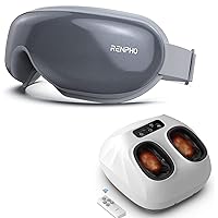 RENPHO Eye Massager with Heat & Bluetooth Music, Rechargeable Eye Care Machine with 5 Modes, Shiatsu Foot Massager with Heat, Foot Massager Machine with Remote, Fits Men Size Up to 14