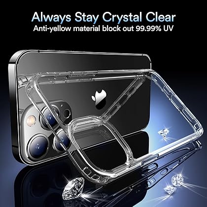 Elando Crystal Clear Case Compatible with iPhone 13 Pro Case, Non-Yellowing Military Grade Drop Protection Shockproof Slim Thin Phone Case, 6.1 inch