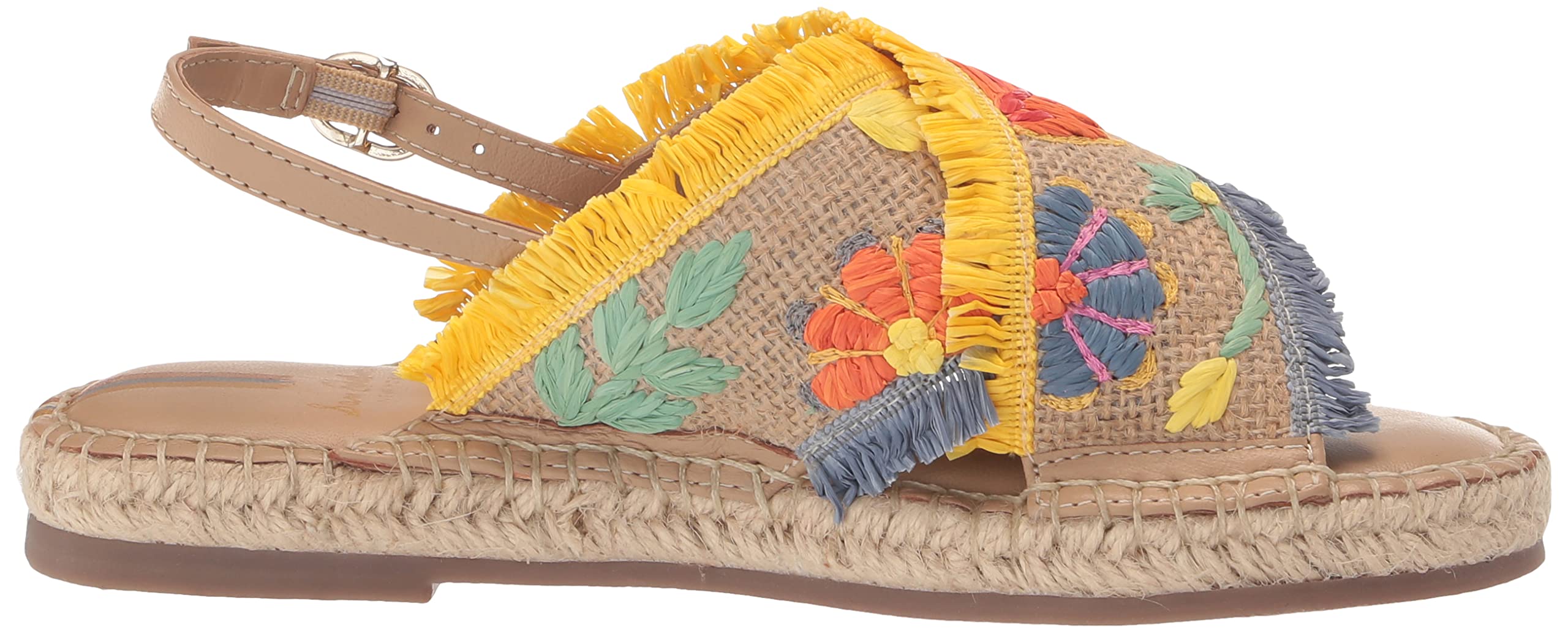 Sam Edelman Girls Kayden Mini Sandal, Natural/Yellow Multi, 3 Big Kid