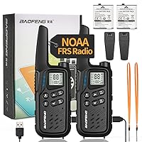 Walkie Talkies, Walkie Talkies for Adults Long Range MP25 Family Walkie Talkie with NOAA Weather Alerts Flashlight and Type-C Charging Cable for Camping Gear Hiking Trip(Black,Include Battery)