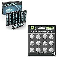 POWEROWL CR2032 Battery 3V Lithium 12 Pack with Lithium Batteries AAA High Capacity Long Lasting 8 Pack