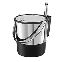 Insulated Ice Bucket, 4 Quart / 3.8 L, Stainless Steel, Black.
