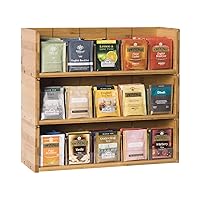 X-cosrack Bamboo Tea Bag Organizer Storage Box, 3 Tier Stackable Tea Bag Box Natural Wood, Wall Mount Tea Chests with Acrylic for tea bags Office Kitchen Cabinet Pantry