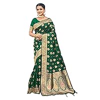 Traditional Indian Wear Women Banarasi Silk Saree With Silk Blouse Muslim Sari 4954
